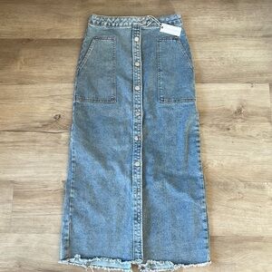 Stitch and Feather Pocket Detail Midi Skirt Medium Denim sz M